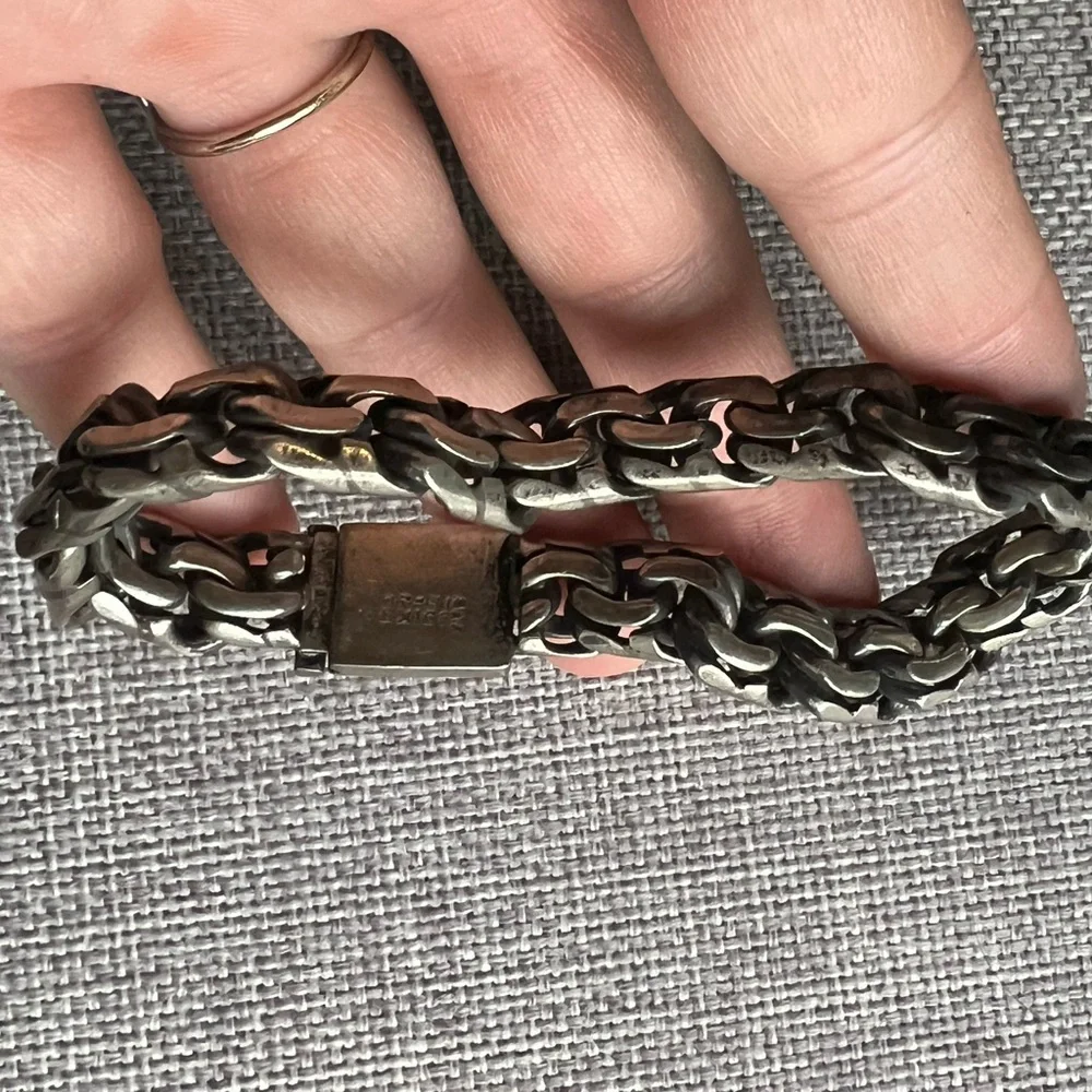 Vintage Sterling Silver Chain Bracelet 8.5in 66.6g Mexico